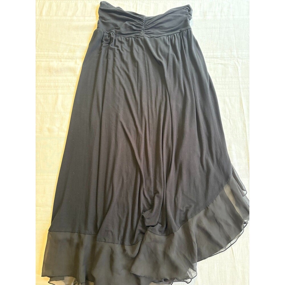 Apt. 9 Women’s L Black Asymmetrical Maxi Dress-skirt Chiffon Ruffle High Low - Picture 4 of 9